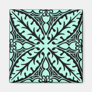 Marokkaanse tegels - waterblauw en zwart magneet