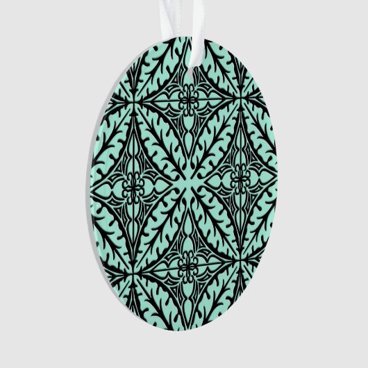 Marokkaanse tegels - waterblauw en zwart ornament (voorkant)