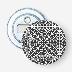 Marokkaanse tegels - zwart-wit button flesopener