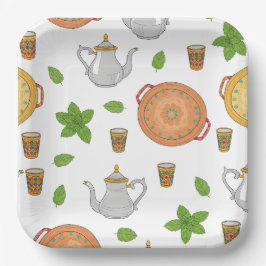 Marokkaanse thee en Tadzjiekse motief Papieren Bordje