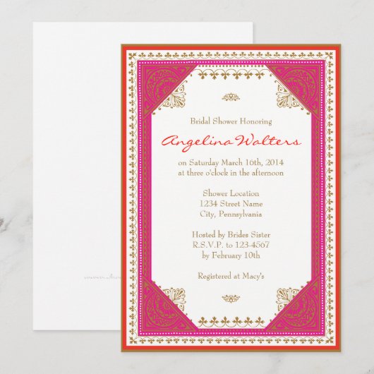 Marokkaanse thema bruids douche uitnodiging (Voorkant / Achterkant)