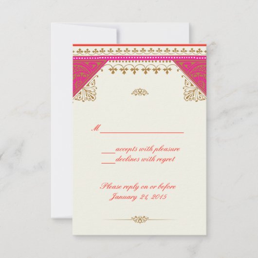 Marokkaanse thema bruiloft uitnodiging rsvp antwoo (Voorkant)