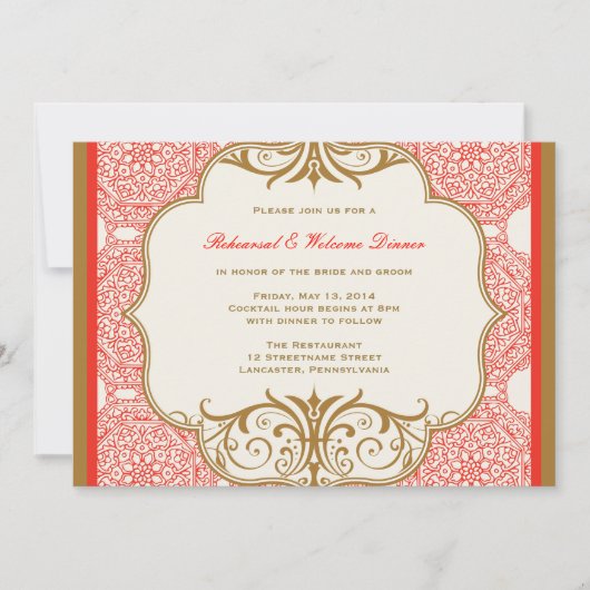 Marokkaanse thema repetitie diner uitnodiging (Voorkant)
