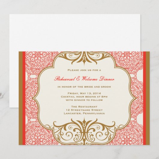 Marokkaanse thema repetitie diner uitnodiging (Voorkant / Achterkant)