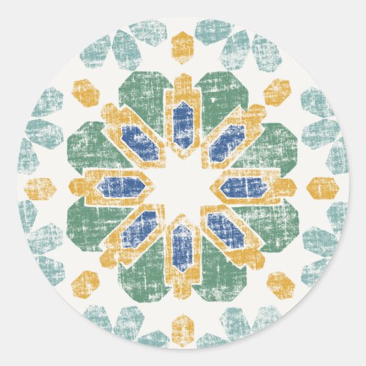 Marokkaanse Tile - Pond Ronde Sticker (Voorkant)