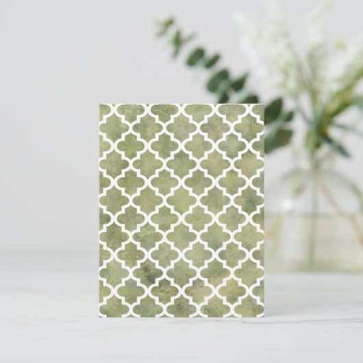 Marokkaanse Tile Trellis Patterm over Moss Green M Kaart (Staand voorkant)