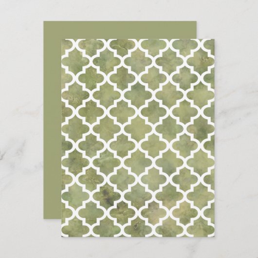 Marokkaanse Tile Trellis Patterm over Moss Green M Kaart (Voorkant / Achterkant)