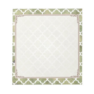 Marokkaanse Tile Trellis Patterm over Moss Green M Notitieblok