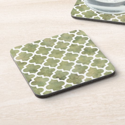 Marokkaanse Tile Trellis Patterm over Moss Green M Onderzetter (Linkerzijde)
