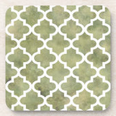 Marokkaanse Tile Trellis Patterm over Moss Green M Onderzetter (Voorkant)