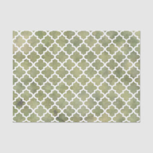 Marokkaanse Tile Trellis Patterm over Moss Green M Tissuepapier
