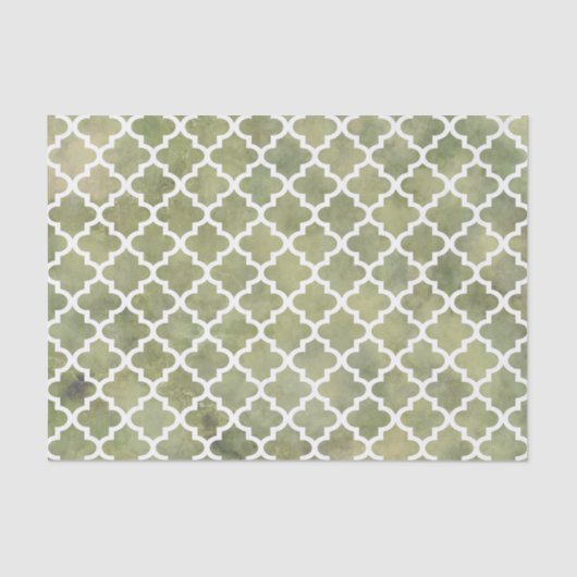 Marokkaanse Tile Trellis Patterm over Moss Green M Tissuepapier (Voorkant)