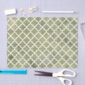 Marokkaanse Tile Trellis Patterm over Moss Green M Tissuepapier (Craft)