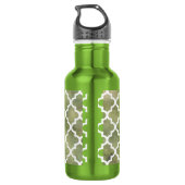 Marokkaanse Tile Trellis Patterm over Moss Green M Waterfles (Achterkant)