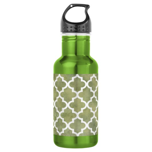 Marokkaanse Tile Trellis Patterm over Moss Green M Waterfles (Voorkant)