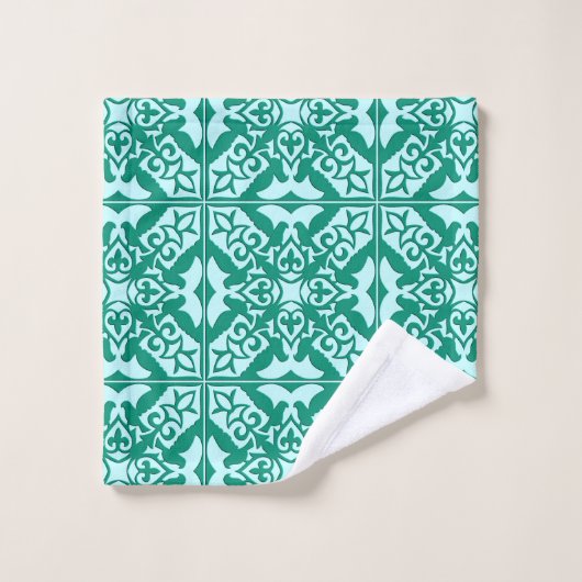 Marokkaanse Tile, Turquoise en Aqua Bad Handdoek (Wasdoekje)