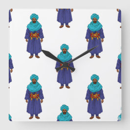 Marokkaanse Touareg Man Motif Vierkante Klok