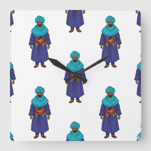 Marokkaanse Touareg Man Motif Vierkante Klok (Voorkant)