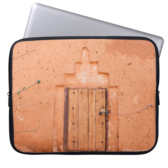 Marokkaanse traditionele houten venstertextuur laptop sleeve (Voorkant)