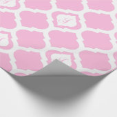 Marokkaanse trellesroze en witte monogram cadeaupapier (Hoek)