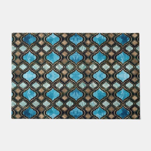 Marokkaanse trellis Blue Crystal Textures Deurmat (Voorkant)