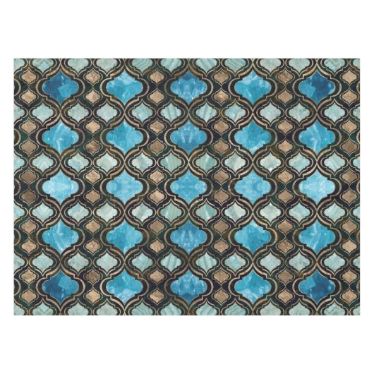Marokkaanse trellis Blue Crystal Textures Tafelkleed (Voorkant (Horizontaal))