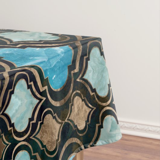 Marokkaanse trellis Blue Crystal Textures Tafelkleed (Voorbeeld)