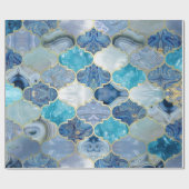 Marokkaanse trellis Blue Mineral Textures Cadeaupapier (Vlak)