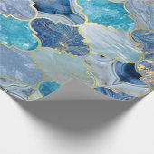 Marokkaanse trellis Blue Mineral Textures Cadeaupapier (Hoek)