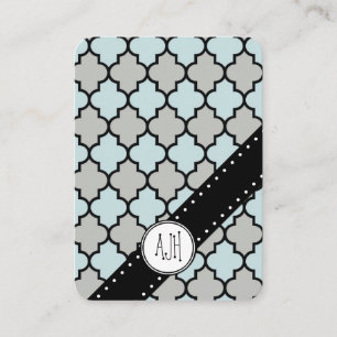 Marokkaanse Trellis, Latticework - Blue Grey Black Visitekaartje