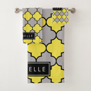Marokkaanse Trellis, Latticework, Jouw naam Bad Handdoek