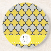 Marokkaanse Trellis, Latticework, Monogram Zandsteen Onderzetter (Voorkant)