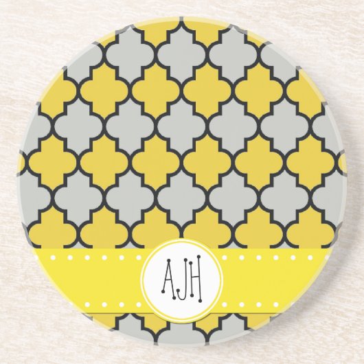 Marokkaanse Trellis, Latticework, Monogram Zandsteen Onderzetter (Voorkant)