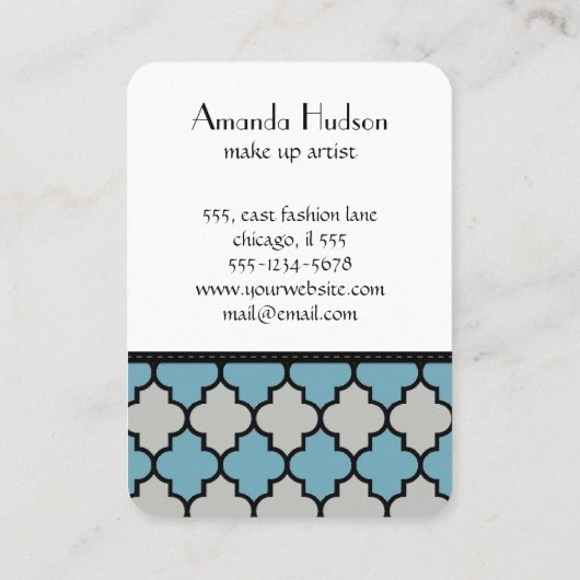 Marokkaanse Trellis, Latticework, Quatrefoil, Latt Visitekaartje (Achterkant)