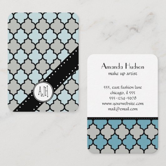 Marokkaanse Trellis, Latticework, Quatrefoil, Latt Visitekaartje (Voorkant / Achterkant)