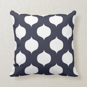 Marokkaanse Trellis Patroon Kussen in Navy Blue
