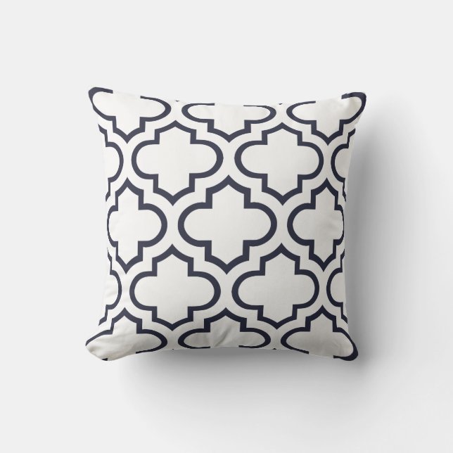 Marokkaanse Trellis Pattern Pillow bij Navy Blue Kussen (Voorkant)