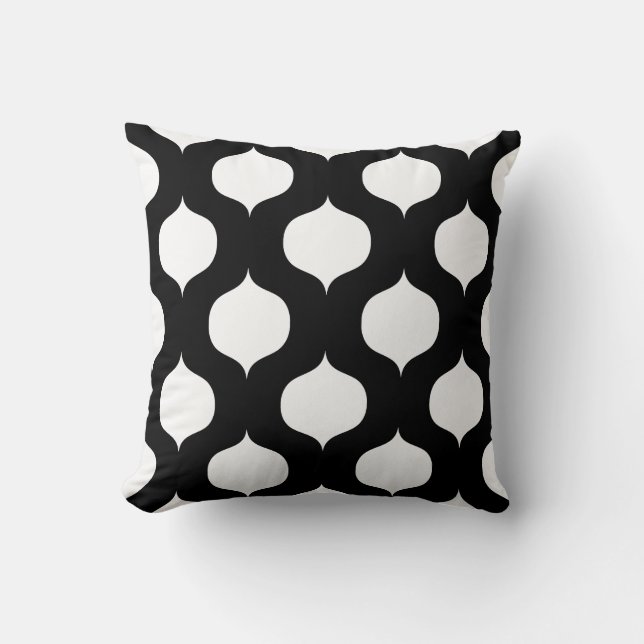 Marokkaanse Trellis Pattern Pillow in Black and Wh Kussen (Voorkant)