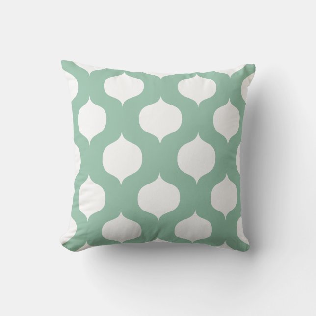 Marokkaanse Trellis Pattern Pillow in Sage Green Kussen (Voorkant)