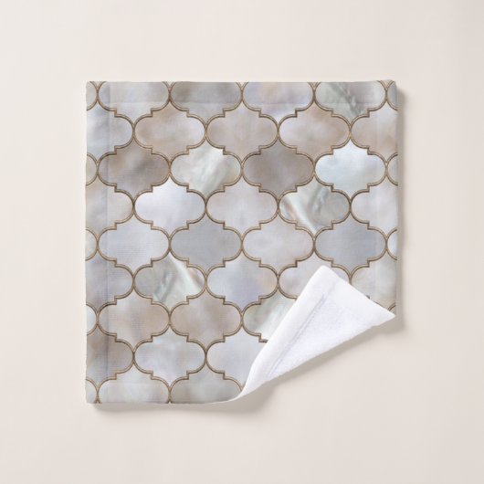 Marokkaanse trellis Pearl en Gold Bad Handdoek (Wasdoekje)