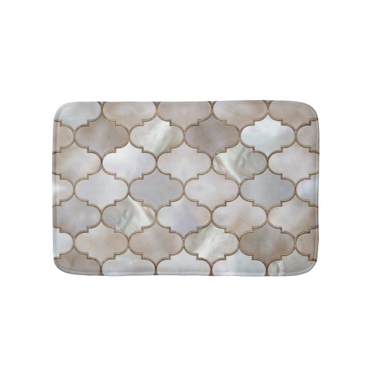 Marokkaanse trellis Pearl en Gold Badmat (Voorkant)