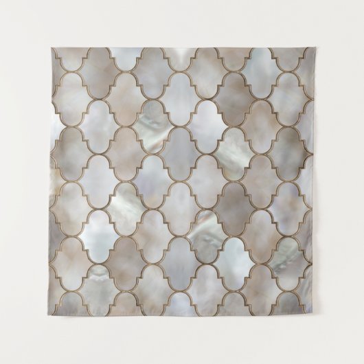 Marokkaanse trellis Pearl en Gold Wandkleed (Voorkant (horizontaal))