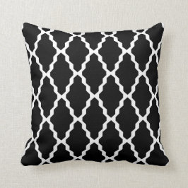 Marokkaanse Trellis Pillow in zwart-wit Kussen