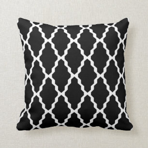 Marokkaanse Trellis Pillow in zwart-wit Kussen