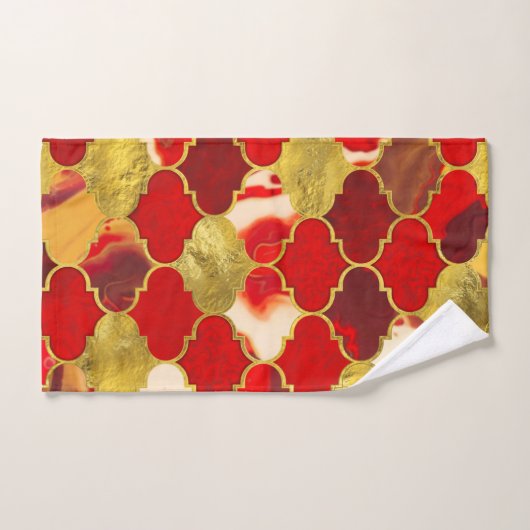Marokkaanse trellis Reds en Gold Bad Handdoek (Handdoek)