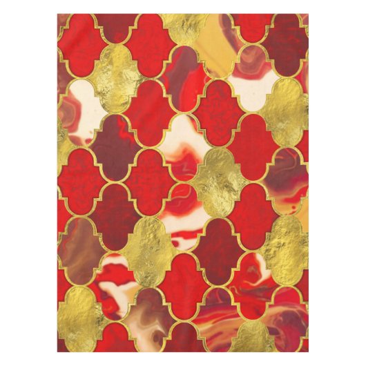 Marokkaanse trellis Reds en Gold Tafelkleed (Voorkant)
