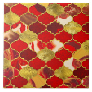 Marokkaanse trellis Reds en Gold Tegeltje