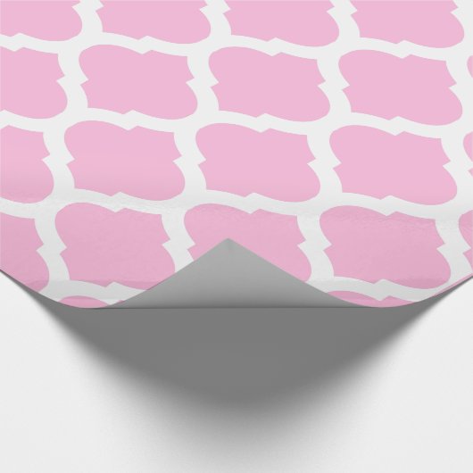 Marokkaanse trellis roze en witte gepatterde omhul cadeaupapier (Hoek)