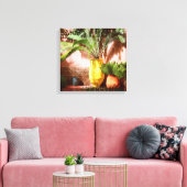 Marokkaanse tuin - varen in gele pot canvas afdruk (Insitu (Woonkamer))