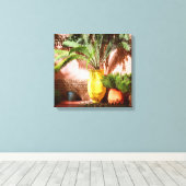 Marokkaanse tuin - varen in gele pot canvas afdruk (Insitu (Houten vloer))